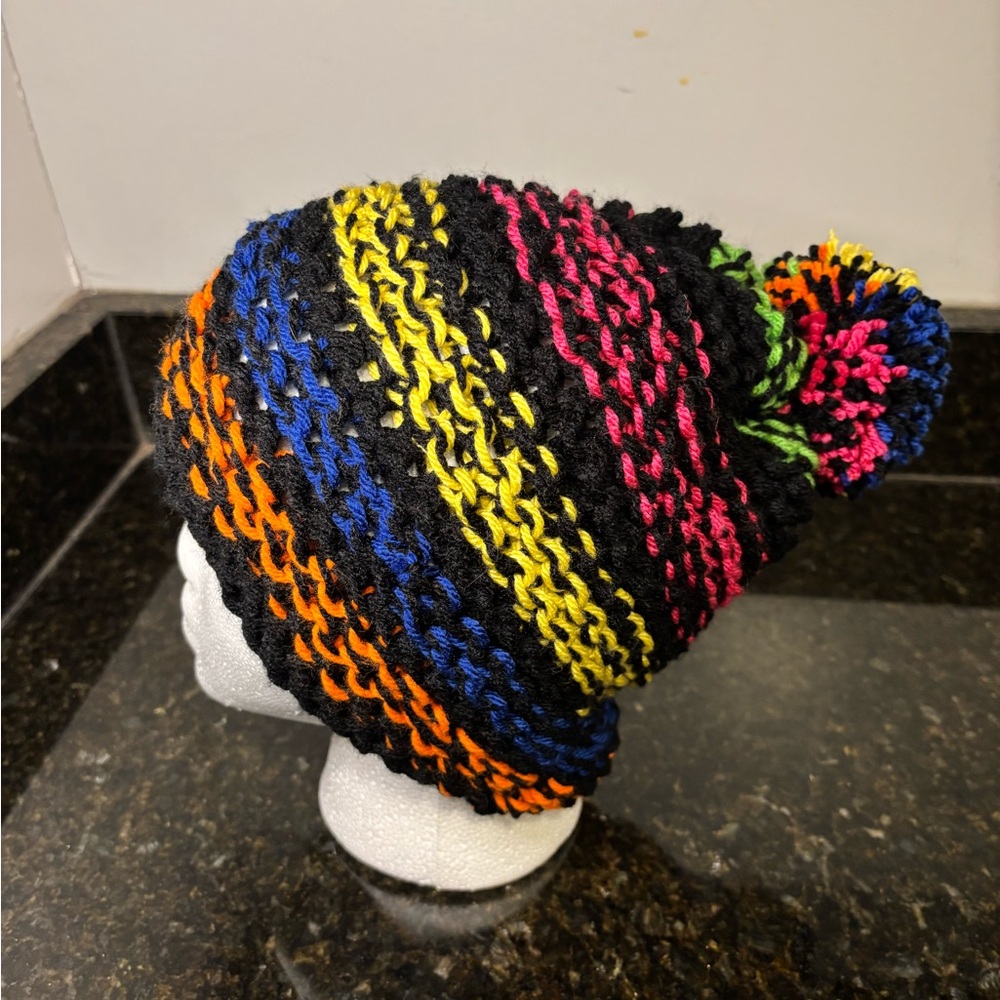 NWOT Teen/Adult Colorful Striped Knit Beanie